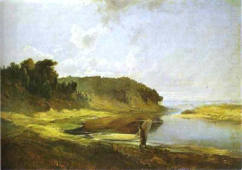 Landscape with River and Angler, Alexei Savrasov